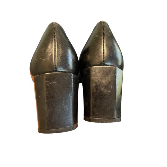 Stuart Weitzman Shoes Womens 8AAA Narrow Black Leather Pumps Square Toe Heels - Picture 3 of 12